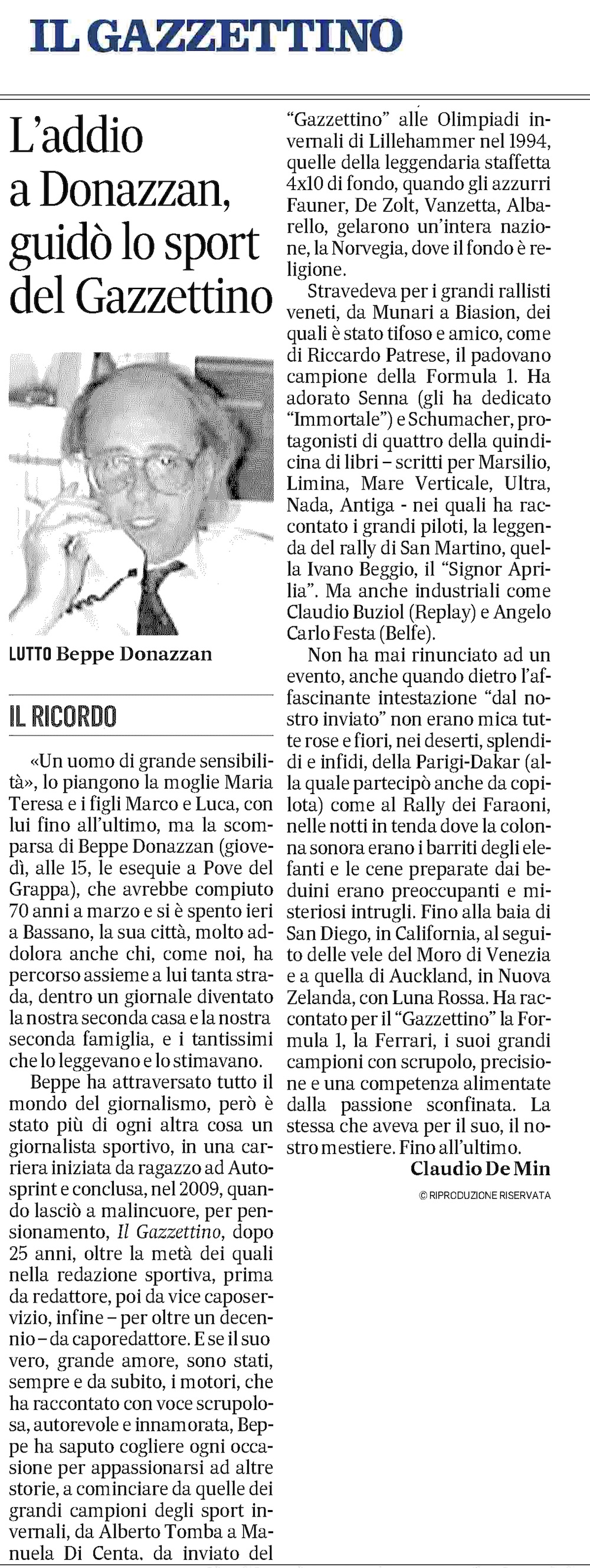 Beppe Donazzan ci ha lasciati