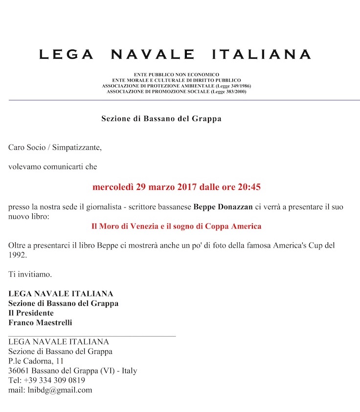 Lega Navale di Bassano del Grappa e il Moro di Venezia